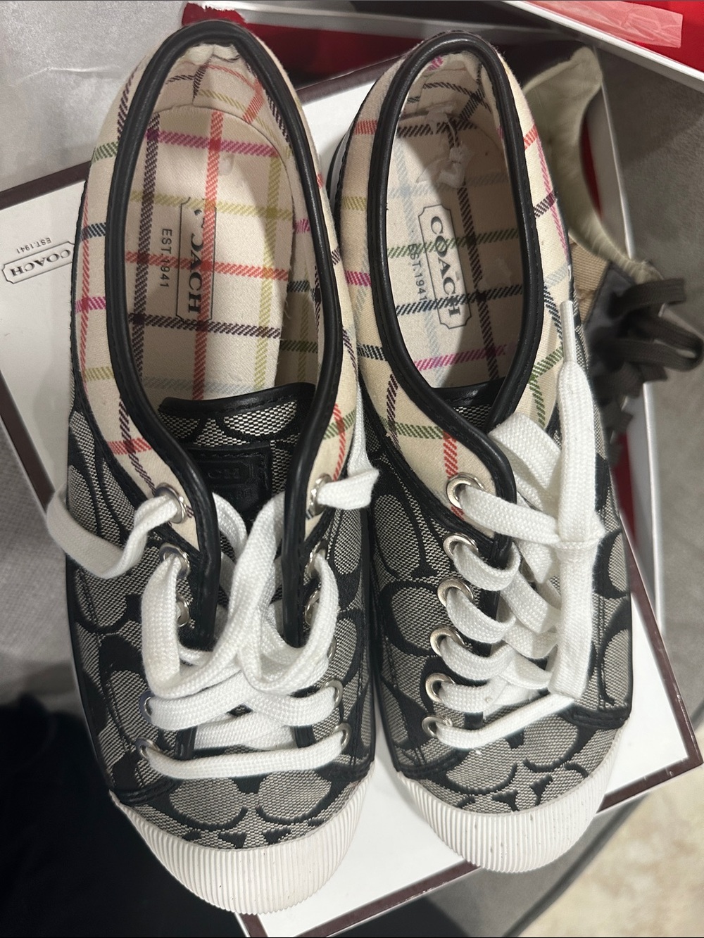 Coach Black Signature Canvas Low-Top Sneakers with White Accents